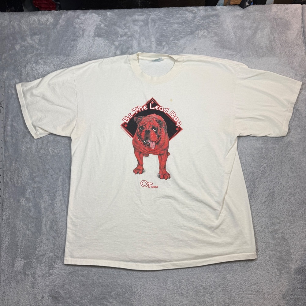 Vintage Riverview MFG Bulldog Graphic T Shirt Mens XXL White Lead Dog 90s